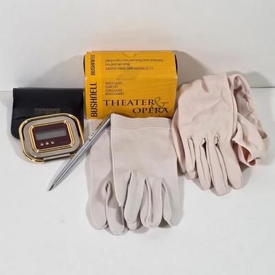 LOT 143D: Bushnell 3 x 25 Theater & Opera Binoculars, Vintage Digital Travel Alarm Clock & More