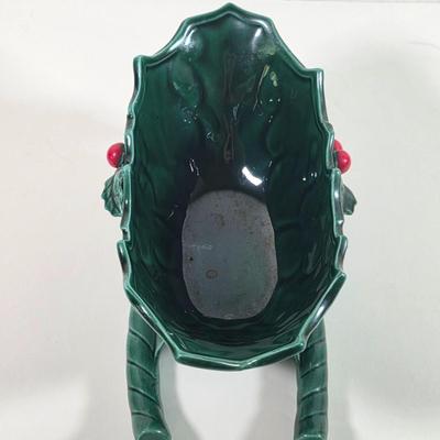 LOT 144D: Christmas in July! Vintage Lefton Holly Berry Collection Ceramic Sleigh & Leaf Dish, Ceramic Poinsettia Dishes, Snowman...