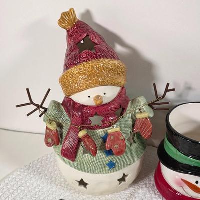 LOT 144D: Christmas in July! Vintage Lefton Holly Berry Collection Ceramic Sleigh & Leaf Dish, Ceramic Poinsettia Dishes, Snowman...