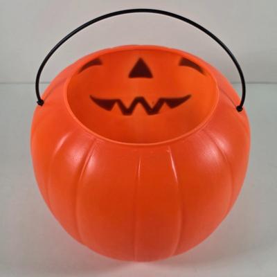 LOT 145D: Vintage Pottery Jack O' Lantern Votive Candle Holder, Bilboquet Cup & Ball Game, General Foam Plastic Pumpkin Candy...