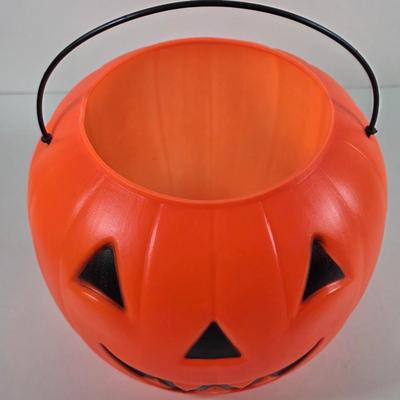 LOT 145D: Vintage Pottery Jack O' Lantern Votive Candle Holder, Bilboquet Cup & Ball Game, General Foam Plastic Pumpkin Candy...