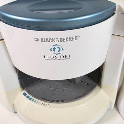 LOT 147D: Kitchen Must Haves. A Black & Decker Automatic Jar Opener, Electric Can Opener, Handy Steamer Rice Cooker & A...