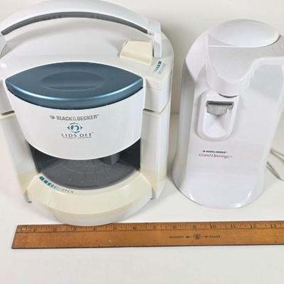 LOT 147D: Kitchen Must Haves. A Black & Decker Automatic Jar Opener, Electric Can Opener, Handy Steamer Rice Cooker & A...