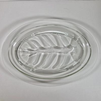 LOT 148D: Antique/Vintage Clear Glass Serving Pieces, Pyrex Meat Platter, Hobnail Deviled Egg Plate, Hand & Bar Lidded/Footed Candy...
