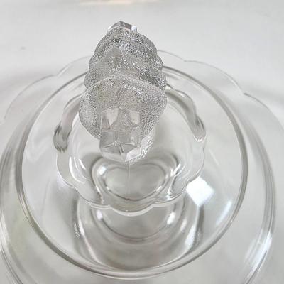 LOT 148D: Antique/Vintage Clear Glass Serving Pieces, Pyrex Meat Platter, Hobnail Deviled Egg Plate, Hand & Bar Lidded/Footed Candy...