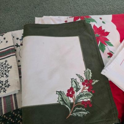 LOT 149D: Vintage Linen Lot Filled W/Seasonal & Everyday Items, Kitchen Towels, Pot Holders, Aprons, Table Cloths, Runners, Crocheted...