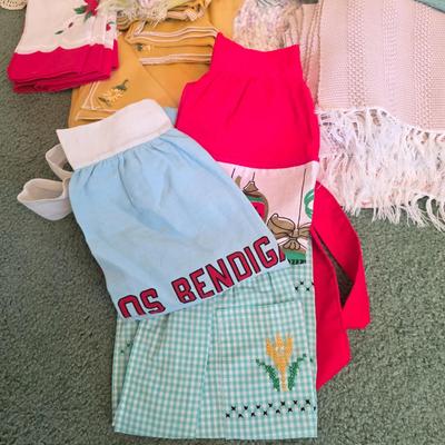 LOT 149D: Vintage Linen Lot Filled W/Seasonal & Everyday Items, Kitchen Towels, Pot Holders, Aprons, Table Cloths, Runners, Crocheted...