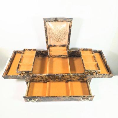 LOT 150D: Vintage Mele Retro Tortoise Print Jewelry Box