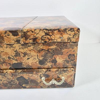 LOT 150D: Vintage Mele Retro Tortoise Print Jewelry Box