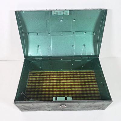 LOT 151D: Vintage Kennedy MFG Storage Box W/Keys, Hinge Lid Pewter Stein, Militiary & Local Business Mugs