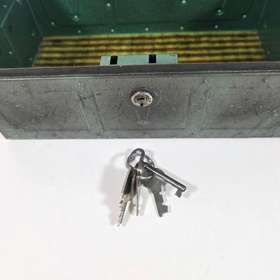 LOT 151D: Vintage Kennedy MFG Storage Box W/Keys, Hinge Lid Pewter Stein, Militiary & Local Business Mugs