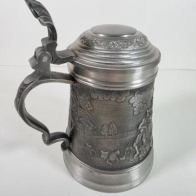 LOT 151D: Vintage Kennedy MFG Storage Box W/Keys, Hinge Lid Pewter Stein, Militiary & Local Business Mugs