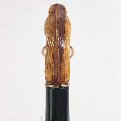 LOT 152D: Vintage Decorative Items, Leather Wrapped Lion Head W/Ring Italian Decanter, CA Saddle Leather Valet Travel Case, Horse Head...