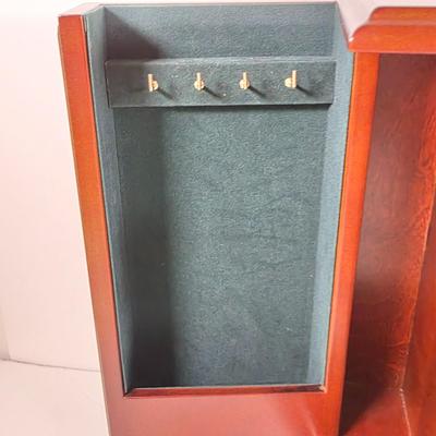 LOT 153D: Vintage Jewelry Boxes, Green Leather/ Gold Embossed Farrington Jewelry Box Filled W/Unique Costume Jewelry & More, Plus a...