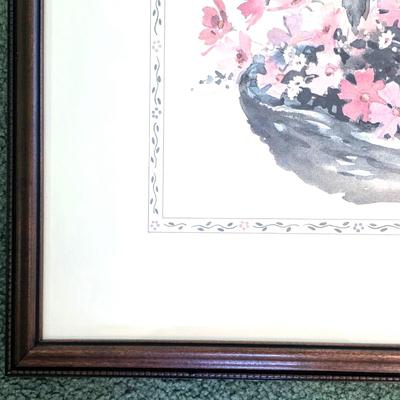 LOT 154L: Vintage Floral/Country Home Decor, Includes Framed Signed Basket of Flowers Picture by Rosalind Oesterle, Dried Floral Decor,...