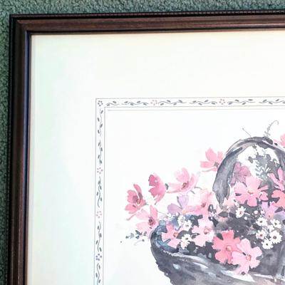 LOT 154L: Vintage Floral/Country Home Decor, Includes Framed Signed Basket of Flowers Picture by Rosalind Oesterle, Dried Floral Decor,...
