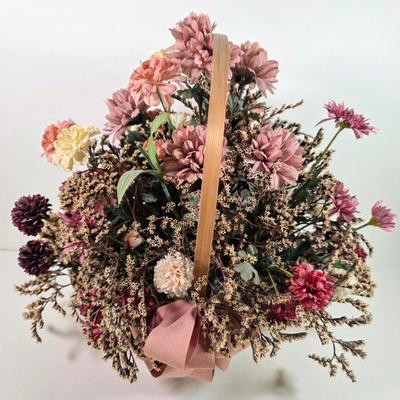 LOT 154L: Vintage Floral/Country Home Decor, Includes Framed Signed Basket of Flowers Picture by Rosalind Oesterle, Dried Floral Decor,...