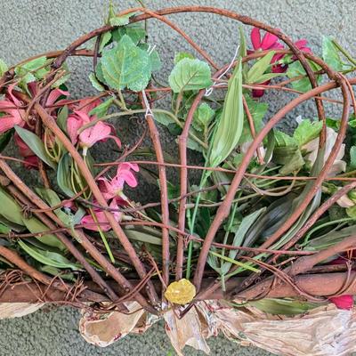 LOT 154L: Vintage Floral/Country Home Decor, Includes Framed Signed Basket of Flowers Picture by Rosalind Oesterle, Dried Floral Decor,...