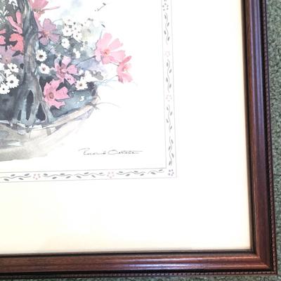 LOT 154L: Vintage Floral/Country Home Decor, Includes Framed Signed Basket of Flowers Picture by Rosalind Oesterle, Dried Floral Decor,...