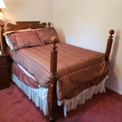 LOT 164X: Antique Wooden Bed with Bedding Included