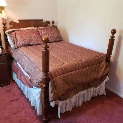 LOT 164X: Antique Wooden Bed with Bedding Included