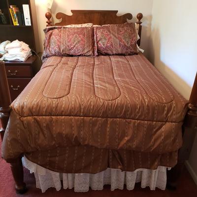 LOT 164X: Antique Wooden Bed with Bedding Included
