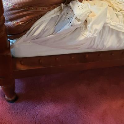 LOT 164X: Antique Wooden Bed with Bedding Included