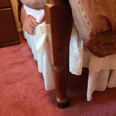 LOT 164X: Antique Wooden Bed with Bedding Included