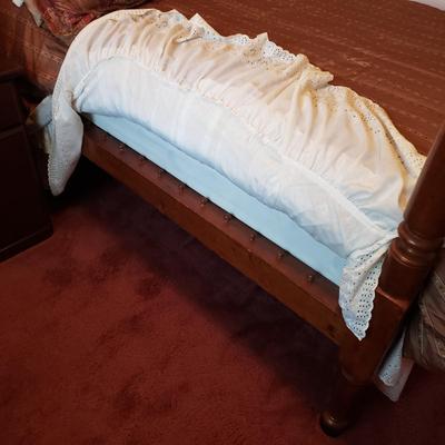 LOT 164X: Antique Wooden Bed with Bedding Included