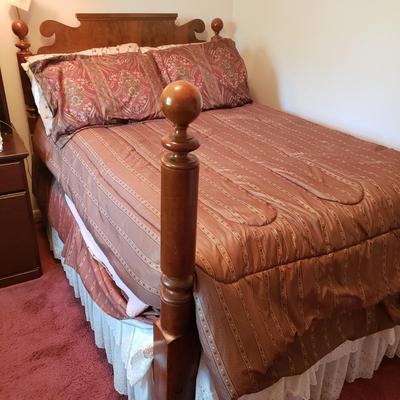 LOT 164X: Antique Wooden Bed with Bedding Included