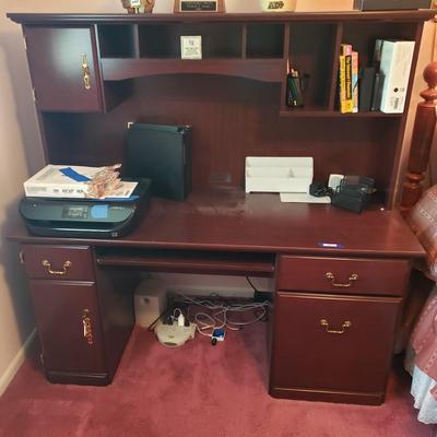 LOT 165X: Sauder Wooden Computer Desk with Hutch