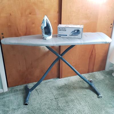 LOT 168Y: Vintage Metal Folding Ironing Board with Black&Decker Iron
