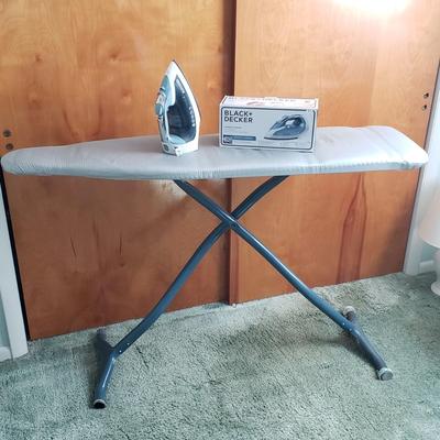 LOT 168Y: Vintage Metal Folding Ironing Board with Black&Decker Iron