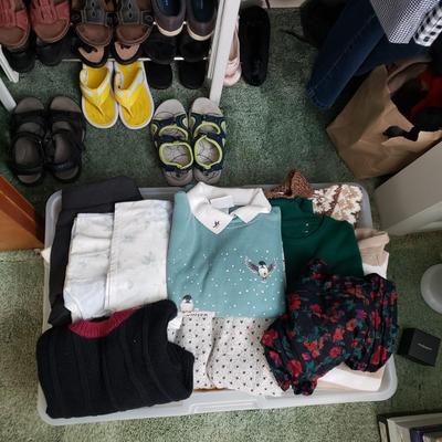 LOT 174Y: Closet Contents; Assortment of Women's Clothing, Shoes, and More