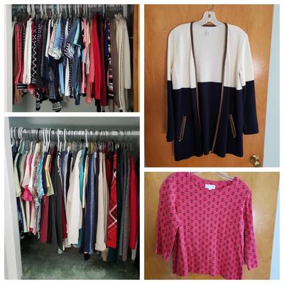 LOT 175Y: Women's Closet; Large Collection of Shirts, Sweaters, and Blouses