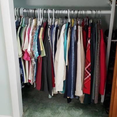 LOT 175Y: Women's Closet; Large Collection of Shirts, Sweaters, and Blouses