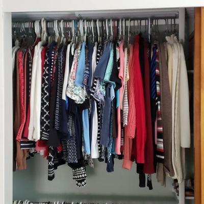 LOT 175Y: Women's Closet; Large Collection of Shirts, Sweaters, and Blouses