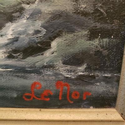 LOT 178Z: Mountain Landscape Oil Painting Signed LeNor