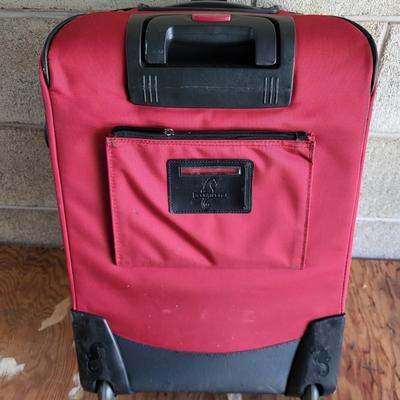 LOT 202G: Three Red and Black Travel Luggage with Various Accessories