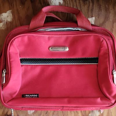 LOT 202G: Three Red and Black Travel Luggage with Various Accessories