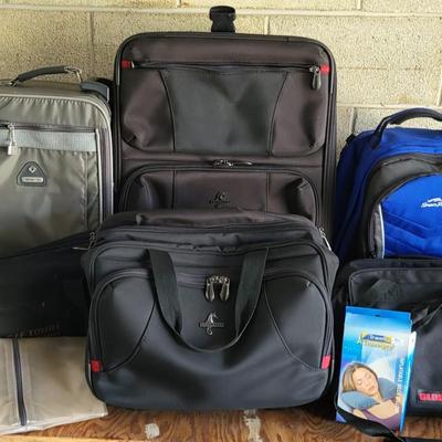 LOT 203G: Six Various Sized Travel Luggage with Assorted Accessories