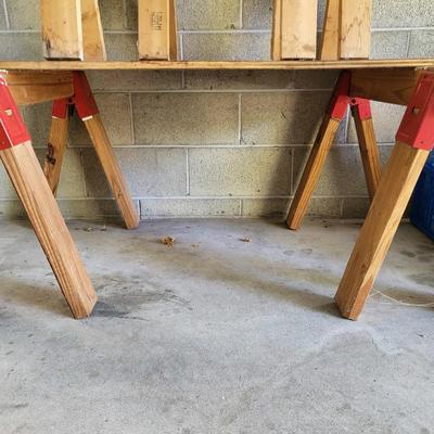 LOT 208G: Four Sawhorse Brackets and Table Top