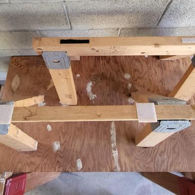 LOT 208G: Four Sawhorse Brackets and Table Top