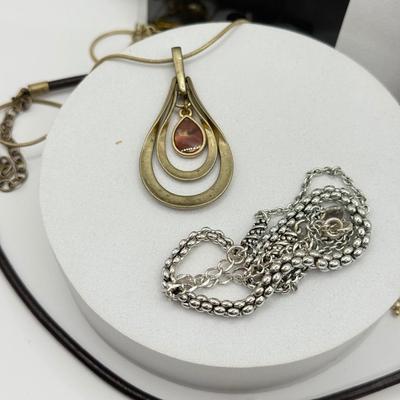 LOT 215J: Collection of Necklaces Various Lengths: Liz Claiborne, CZ & More