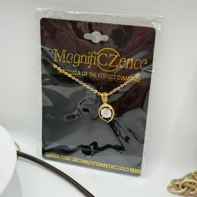 LOT 215J: Collection of Necklaces Various Lengths: Liz Claiborne, CZ & More