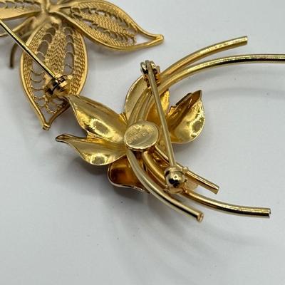 LOT 218J: Gorgeous Lot of Filigree & Mesh Goldtone Brooches