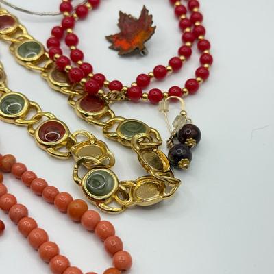 LOT 219J: Collection of Necklaces & More in Autumn Tones