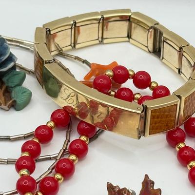 LOT 219J: Collection of Necklaces & More in Autumn Tones