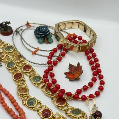 LOT 219J: Collection of Necklaces & More in Autumn Tones