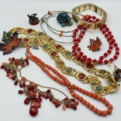 LOT 219J: Collection of Necklaces & More in Autumn Tones